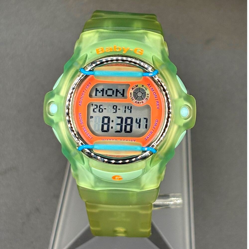 Casio Baby-G BG-169R Lime Green Translucent Digital Data Bank 200M Womens Watch